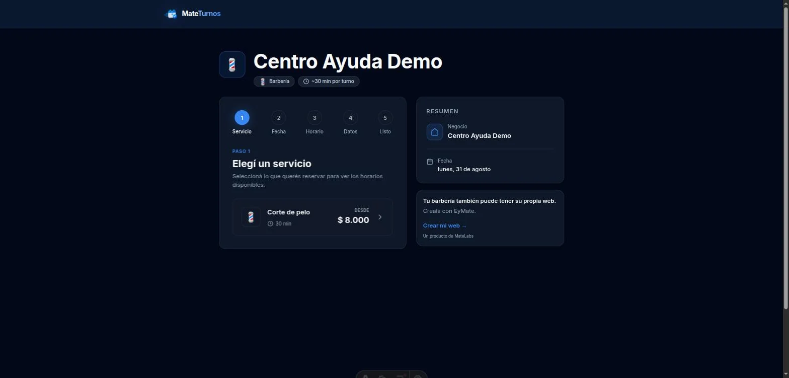 Servicio: el cliente elige qué servicio quiere reservar.