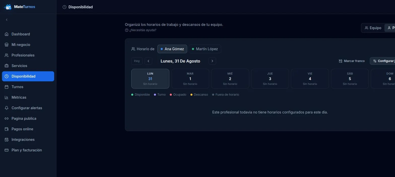 Andá a Disponibilidad.